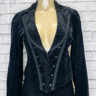 White House Black Market Womens Black Corduroy Studded Cotton Blazer Size 6 - Image 1 of 4
