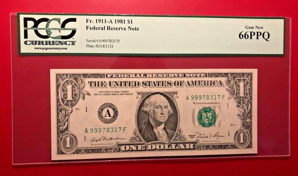 FR. 1911-A 1981 FEDERAL RESERVE NOTE PCGS CURRENCY GEM NEW 66PPQ - Image 1 of 2