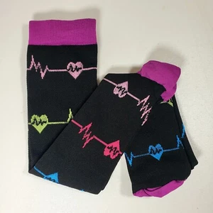 Calcetines de compresión talla S/M unisex negros con diseños de latidos del corazón - Imagen 1 de 3