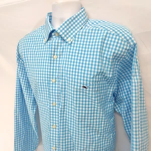 Vineyard Vines Tucker Men’s XL Blue Gingham Button Down Long Sleeve Shirt Preppy - Picture 1 of 5