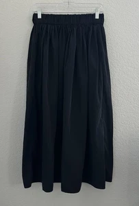 UNIQLO Maxi Skirt Sz L Black Elastic Waist Parachute Witchygoth Steampunk Grunge - Picture 1 of 11