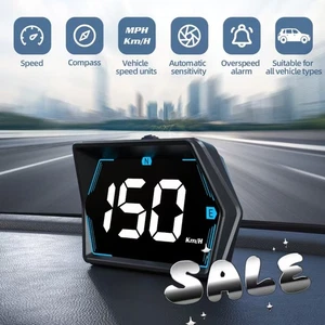 Universal Digital Car HUD Speedometer GPS MPH optional OBD2 RPM overspeed alarm - Foto 1 di 11