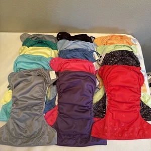 13 Bum Genius One Size (8-35+ lbs) All-in-One Cloth Diapers Preowned - Picture 1 of 13