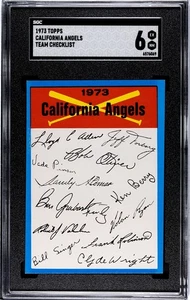 1973 Topps California Angels Team Checklist Blue Border SGC 6 EX NM (unmarked) - Picture 1 of 2