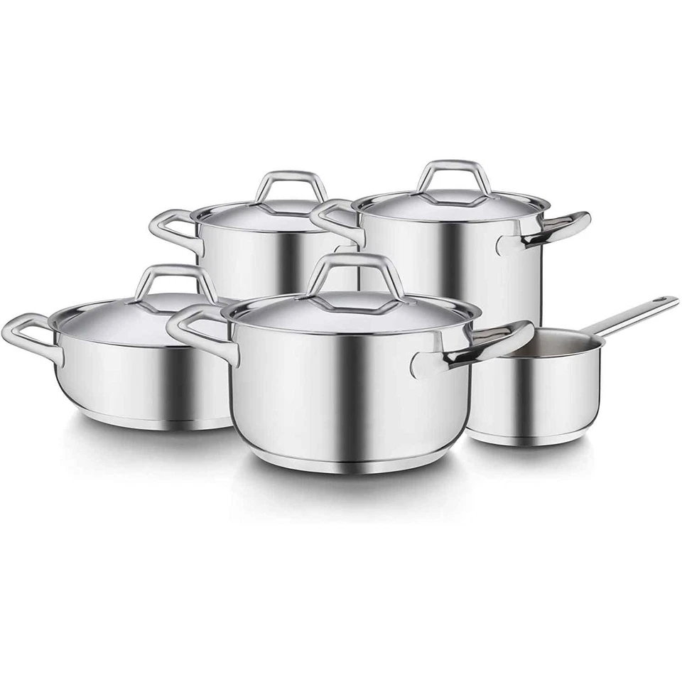 BARAZZONI Chef Line Batteria Set di Pentole 9 Pezzi Acciaio Inox Made in Italy - Immagine 1 di 4