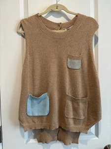 ZAKET & PLOVER Knit Vest Cashmere Cotton Blend Pockets Button Back Small NWT - Picture 1 of 6