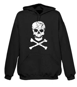 SKULL & CROSSBONES HOODY - Pirate Pirates Fancy Dress Goth T-Shirt - FREE P&P - Picture 1 of 1