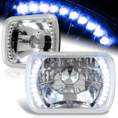 H6014 H6052 H6054 Viga Sellada Azul LED Cromo Carcasa Faro Transparente 7"x6" Foto 1 de 4