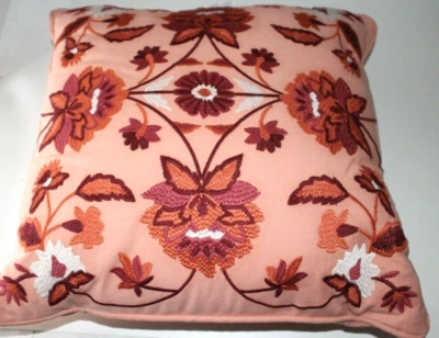 Embroidered Floral Medallion Throw Pillow 18 x 18 Square  - Image 1 of 3