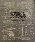 NEW DA VINCI “SIMPLICITY IS THE ULTIMATE…”QUOTE MEDIUM GRAY T-SHIRT SHIPS FREE