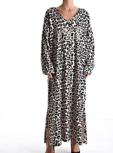 Damenkleid Leomuster Ubergröße XL ITALY FASHION V-Ausschnitt Strasssteine - Bild 1 von 1
