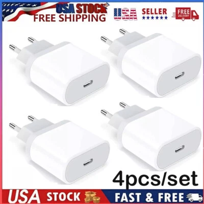PACK de 4 Cargador de Pared USB C Carga Rápida para iPhone Enchufe de Viaje Europeo Alimentación Foto 1 de 4