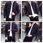 Elegant Black Thin Slim Fit Stand Collar Long Sleeve Jacket Coat for Men