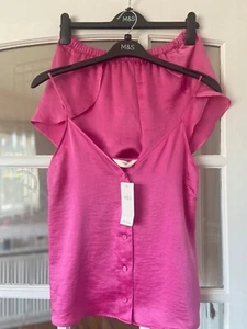 Lovely BNWT M&S pink fizz satin shortie pyjama set 10 14 - Picture 1 of 3