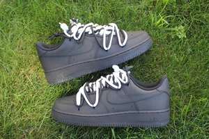 Custom Triple Black Air Force 1s with Black & White Rope Lace Twist - Picture 1 of 5