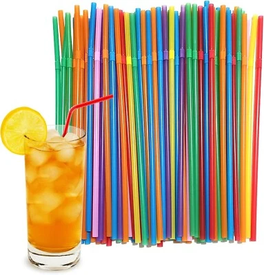 600 ct Drinking STRAWS Bendable Flexible Plastic Bendy Straw Neon Color new - Image 1 of 2