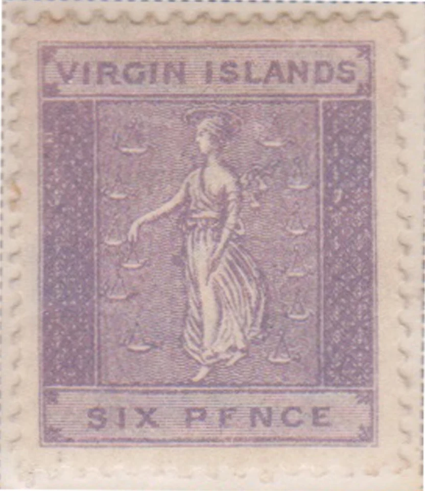 (F196-28) 1883-4 Islas Vírgenes 6p marca de sello violeta en goma MH AC) Foto 1 de 1