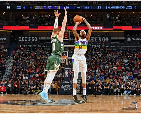 Brandon Ingram New Orleans Pelicans Unsigned Shooting vs. Milwaukee Cover