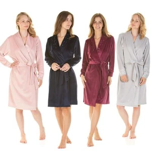 Womens/Ladies Velour Diamond Sequin Robe/Dressing Gown Size 8-22 - Picture 1 of 9