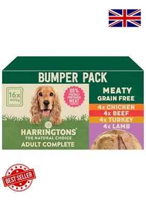 Harringtons Grain Free Hypoallergenic Wet Dog Food Meaty Pack 16x400g - Chicken, - Picture 1 of 8