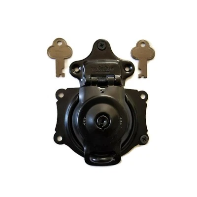 Trunk Lock with Keys - Black Powder Coated Steel Antique Trunk Steamer Trunk  - Image 1 of 3