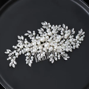 Perlen Mode Hochzeit Haarschmuck Silber Farbe Kristall Kopfschmuck Handarbeit H - Bild 1 von 6
