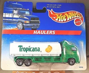 1996 Hot Wheels 64743 Haulers TROPICANA Tanker Truck Green/White w/Chrome7Spokes - Picture 1 of 6