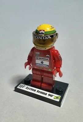 F1 Formula 1 Ayrton Senna 1990 McLaren World Champion minifigure racing Car - Immagine 1 di 4