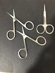 3 Pieces Stainless Steel Nose Hair Scissors With Round Tip for Lashes Mustache - Picture 1 of 3