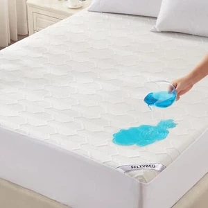 Waterproof Mattress Protector Cooling Bamboo Pad 3D Air Fitted Deep Pocket New - Picture 1 of 8
