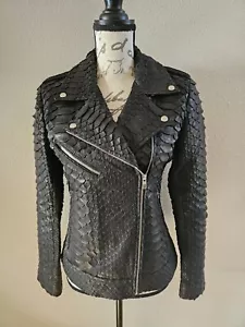 Custom Made Damen Original Drachen Python Leder Biker Moto Jacke - Brandneu - Bild 1 von 10