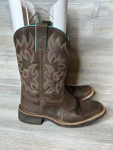 Ariat Delilah Women's Size 8B Square Toe Brown Leather Cowboy Boots 10018676 - Picture 1 of 7