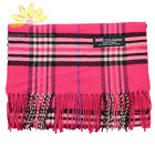 Men Women 100% Cashmere Scarf Tartan Plaid Design Soft Made In Scotland Hot Pink