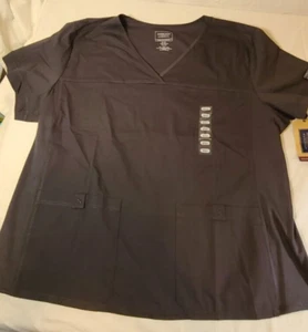cherokee scrubs women Mock Wrap Top with Rib Knit Panels 2XL grey WW2968 - Picture 1 of 7