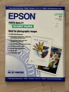NEW Epson Printer Inkjet Photo Quality Glossy Paper 40 Sheets 8.5” X 11” Sealed - Picture 1 of 3