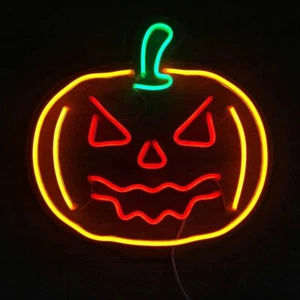 LED Halloween Pumpkin Neon Light Acrylic Sign with Dimmer Shop Windows Hanging - Picture 1 of 3