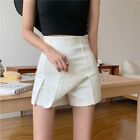 Classy White Split Shorts Skirt Mini A Line Pants High Waist Wide Leg for Women