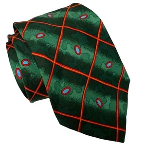 CHRISTIAN LACROIX Paris Designer Necktie Mens Silk Tie Green Red Modern Print - Picture 1 of 9