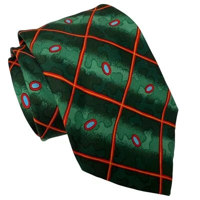 CHRISTIAN LACROIX Paris Designer Necktie Mens Silk Tie Green Red Modern Print - Image 1 of 4