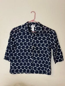 Alfred Dunner Sheer Button Up Blouse Shirt top Blue Womens Petite Large - Picture 1 of 5