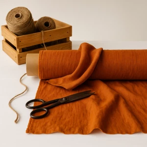 Alloy Orange Cotton-Linen Fabric by the Yard – Ideal for Sewing, Crafts & Décor - Picture 1 of 10