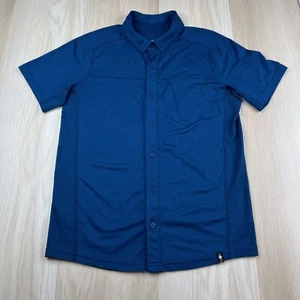 Smartwool Merino Sport 150 Short Sleeve Button Up Shirt Mens Size Small Blue - Picture 1 of 11