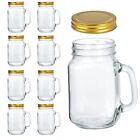 9 Pack of 16oz Mason Jars Mug with Handles, Old Fashion Driking Glass Jars wi...
