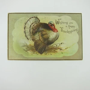 Erntedank Postkarte Wild Turkey Clapsaddle geprägt antik 1908 - Bild 1 von 12