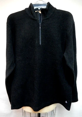 Smartwool Men's Black Merino Wool Blend 1/2 Zip Pullover Size Large EUC - Image 1 of 4