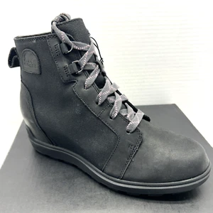 Sorel Women Evie II NW Lace Black Sea Salt Boot Waterproof Lace up SZ 10.5 New - Picture 1 of 7