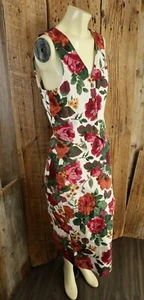 Vintage 80's California Concepts Red Roses Printed Denim Vest & Skirt Set Small - Picture 1 of 7