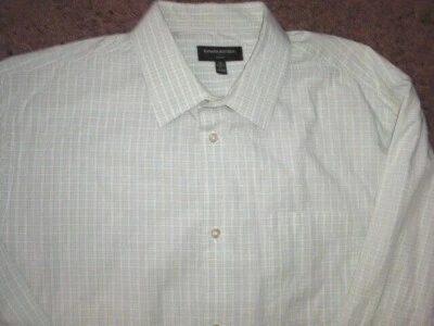 BANANA REPUBLIC green checked slim fit cotton long sleeve button front shirt 2XL - Image 1 of 3