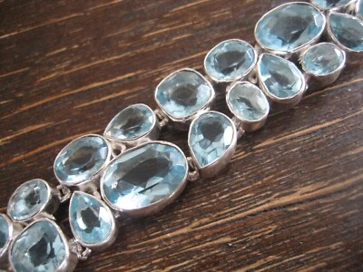 prächtiges breites Blautopas Armband 21 cm lang 925er Silber NEU aquamarin Farbe - Bild 1 von 4