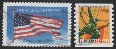 USA 2001 SC# 3508 - Honoring Veterans # 3520 - Atlas Statue - Used Lot # 551 - Image 1 of 2